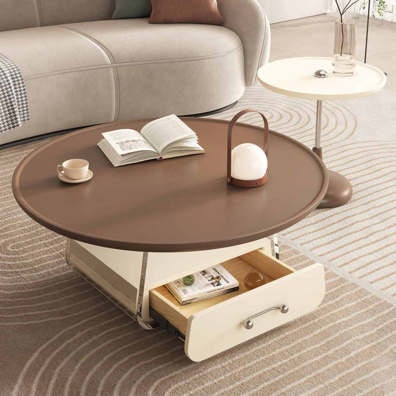 Ensemble de tables basses gigognes en bois avec base en acrylique Ajanay