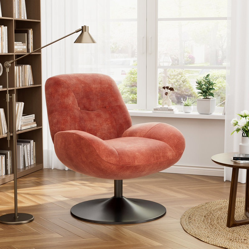 Upholstered Swivel Accent Chair, Orange