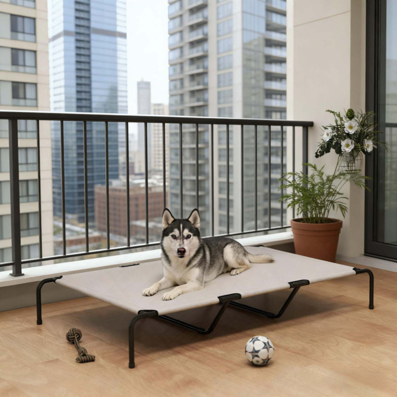 Large Pet Bed,Elevated Dog Bed, Beige/Black
