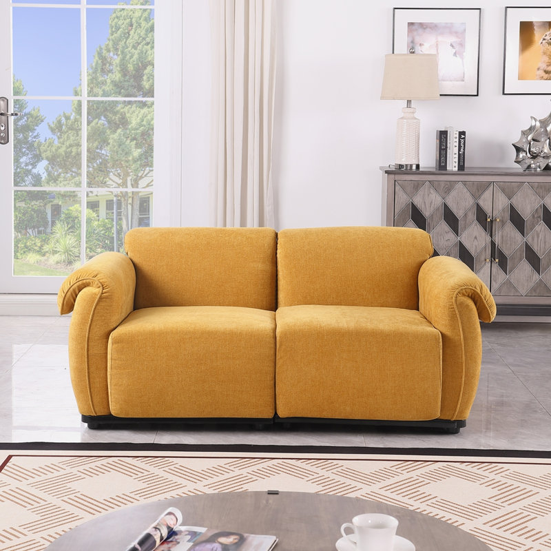 Longueur de 68,5 po, canapé modulaire tendance, structure en fer, canapé en chenille, convient au salon, à la chambre à coucher