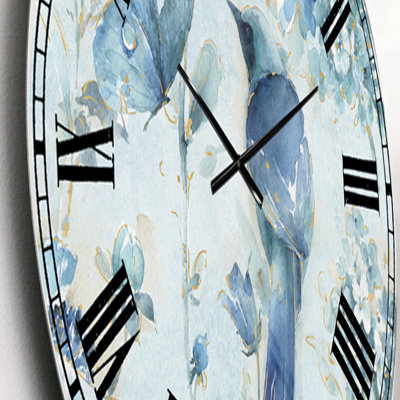 Indigold Watercolor Flower III - Traditional wall clock