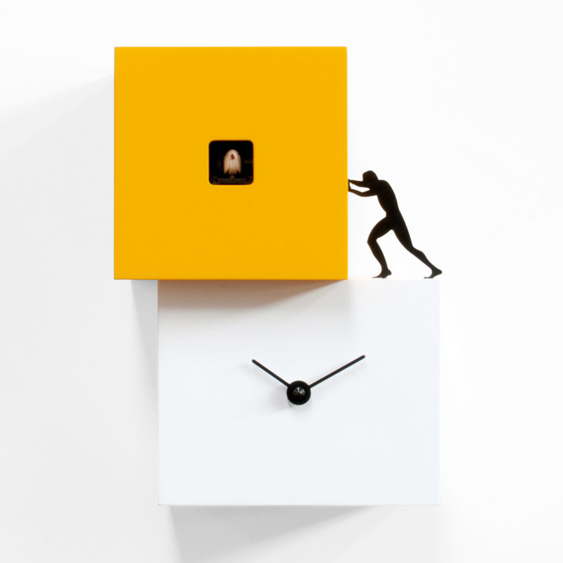 Downie Wood Wall Clock, Yellow