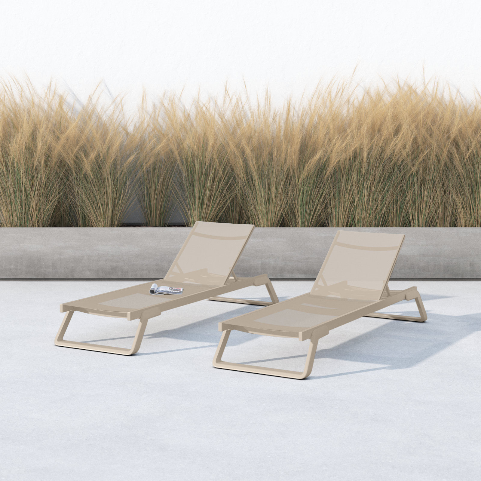 Holli 28.34'' Outdoor Chaise Lounge, Taupe