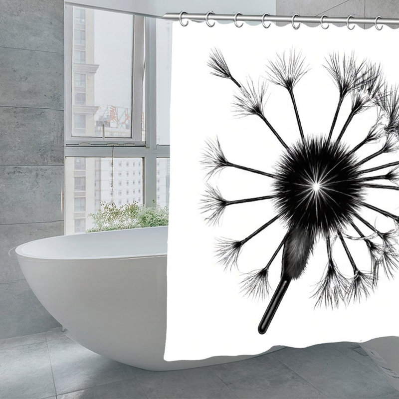 Rideaux de douche noir Pissenlit, 71 x 71