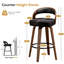 Ensemble de 2 tabourets de bar pivotants à hauteur de comptoir de 26,8 po pour îlot de cuisine, tabourets de bar noirs revêtus de similicuir et pieds en bois massif, Vf