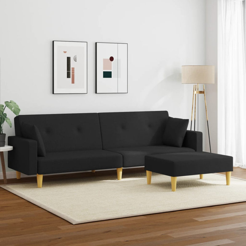 86.6'' Upholstered Convertible Sofa, Black Fabric