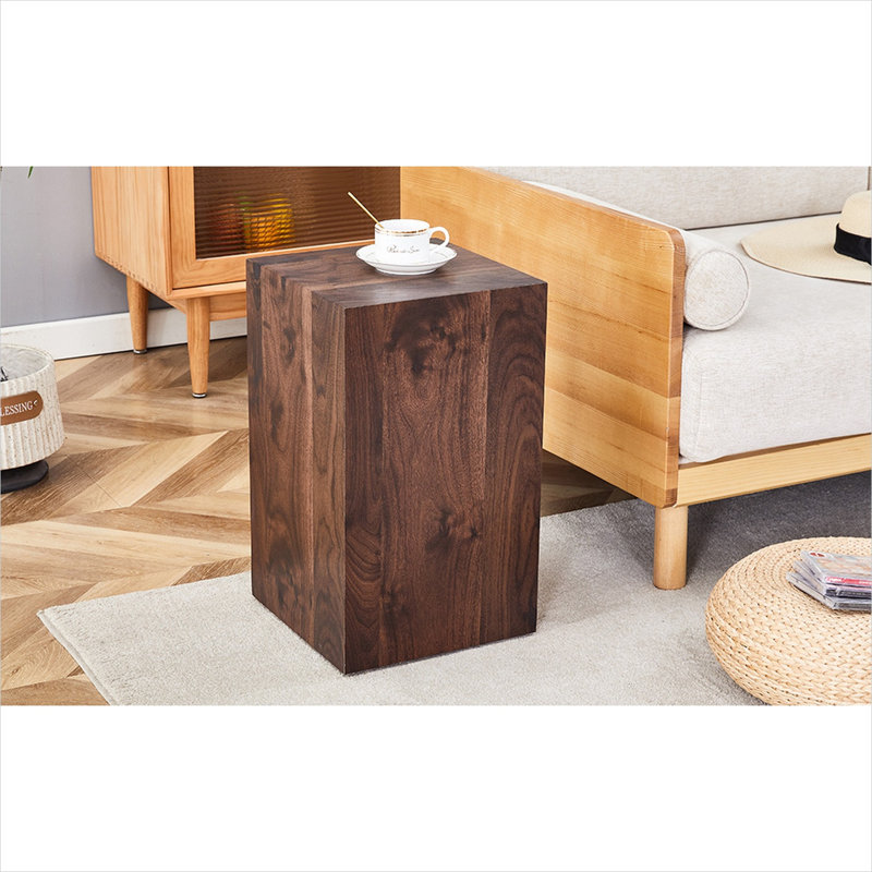 Table basse de salon, table d'appoint carrée en panneau de fibres à densité moyenne brun, 12 po x 12 po x 20 po, décor moderne compact