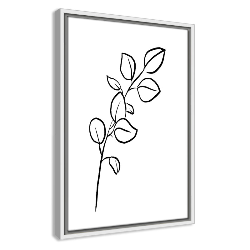Fleurs simples 3 - reproduction de dessin, Toile blanche encadrée, H 19,5 po x l 13,5 po x P 2 po