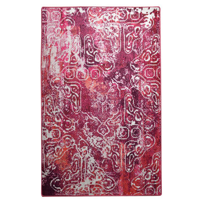 Luxurious Pink Area Rug, 5.2 x 7.5 ft | 100% Polyester, 0.16 in Pile Height, Antibacterial & Non-Slip Underside | Machine Washable at 30°C | Soft, Durable, Perfect for Living Room or Bedroom Décor