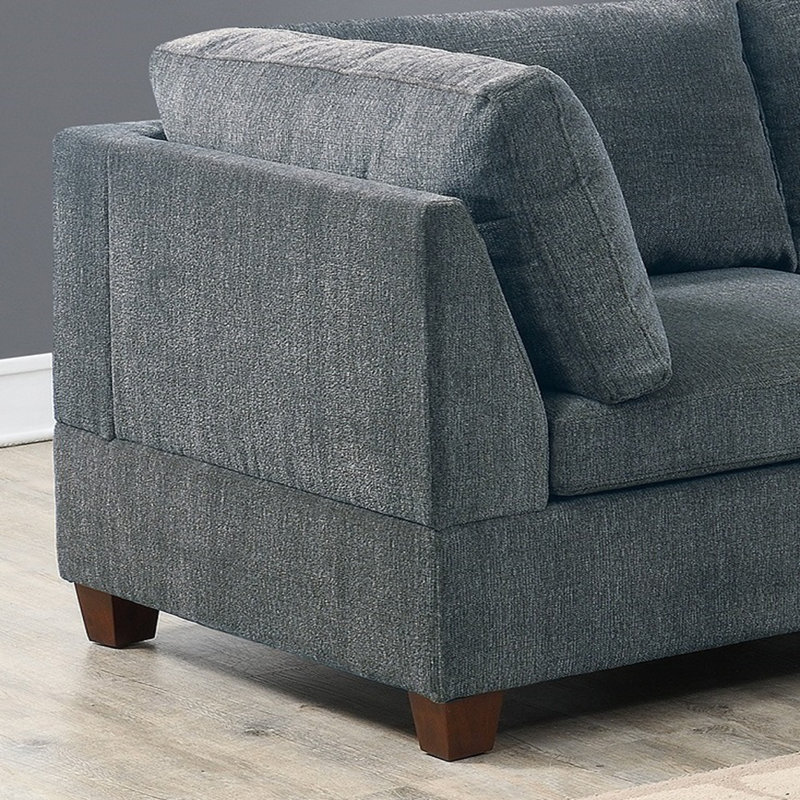 Ensemble de canapé modulaire en chenille gris modulaire 6 pièces