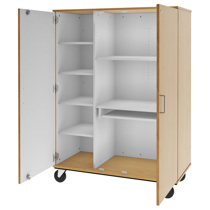 Armoire de salle de classe à 8 compartiments avec roulettes, Chêne Door County