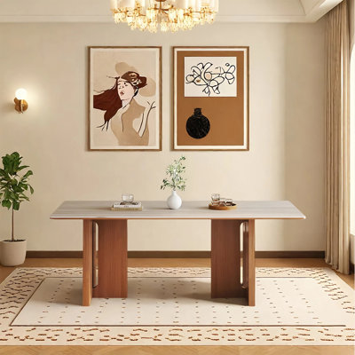 Simple cream-style rock plate dining table