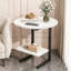 Table d'appoint ronde, table de chevet à 2 niveaux imitation marbre avec tablette de rangement, structure en métal noir, idéale pour le salon ou la chambre, plateau de 40 cm, hauteur de 56 cm, montage facile