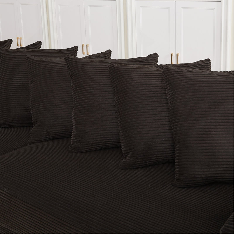 Canapé en L surdimensionné avec méridienne Luxe, Velours côtelé noir