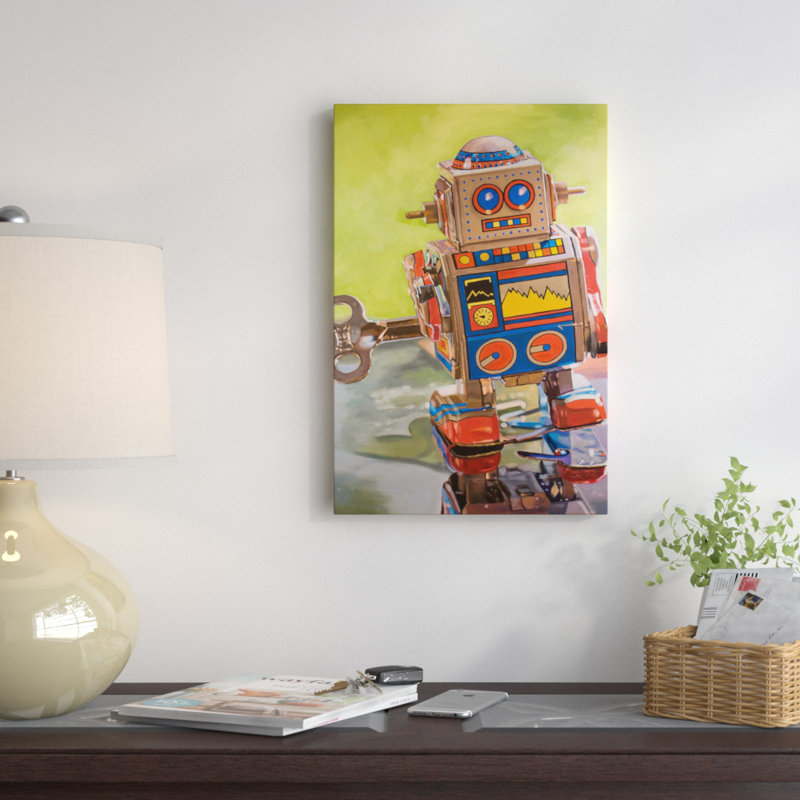 « mini robot », peinture sur toile tendue, H 26 po x l 18 po x P 1,5 po