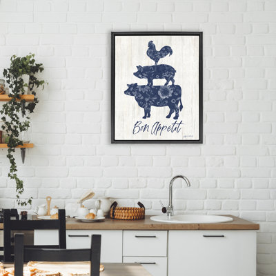 Cadre flottant Bon Appetit, animaux de ferme, design par Annie Lapoint