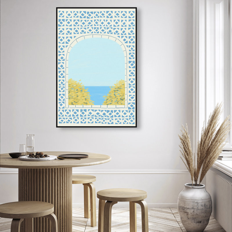 Mediterranean Window II Print by Oliver Gal, 31"H x 21"W, Black Floater Frame
