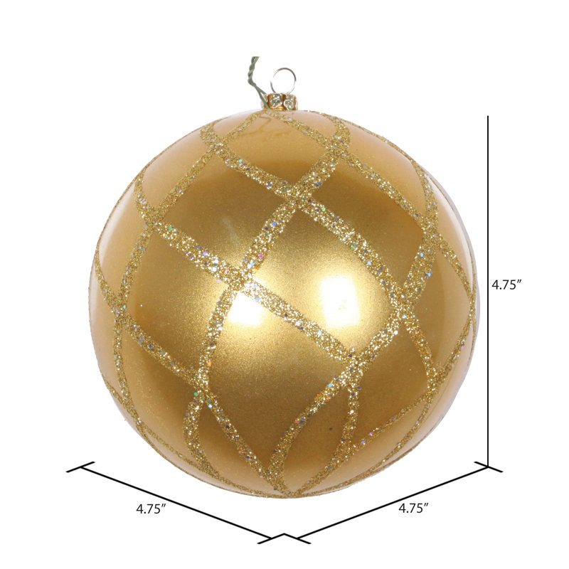Ornement en forme de boule de bonbon scintillant, H 4,75 po x l 4,75 po x P 4,75 po, Étain