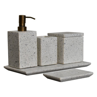Ahnalia Marble Bathroom Accessory Set