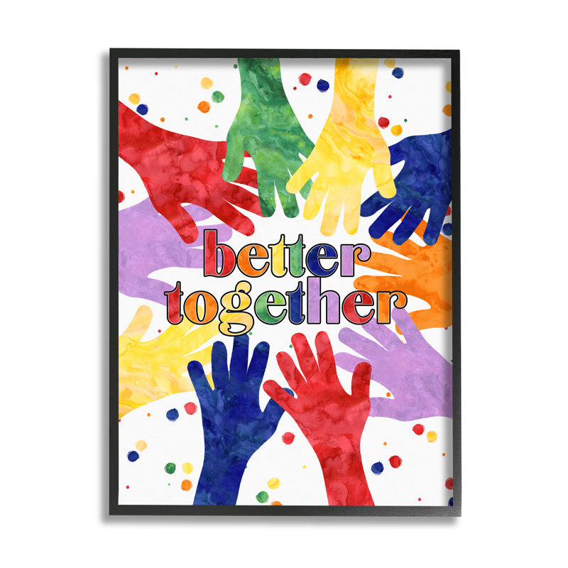 «Better Together», expression artistique pour enfants, Giclée encadrée noir minuit, H 14 po x l 11 po x P 1,5 po