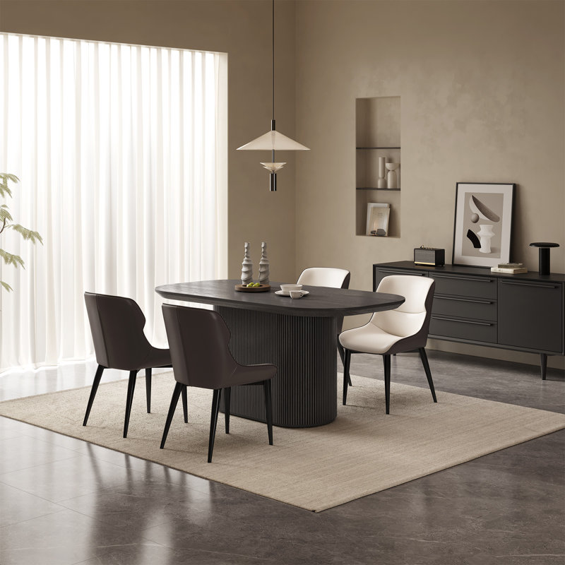 62.99" Modern Oval Black Dining Table Set with 4 Chairs for Kitchen, Bar, Living Room, 29.64"H x 62.99"L x 33.46"W