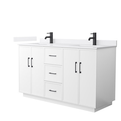 Elan TK 60" Freestanding Double Bathroom Vanity with Cultured Marble Top