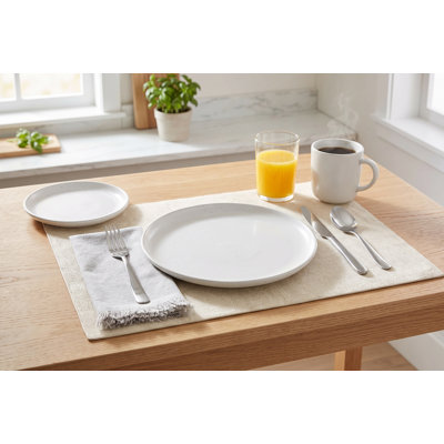 Faux Suede Placemat 12 x 18 inch in Ivory - Easy to Clean, Wipeable PVC Dining Table Mat for Kitchen Decor