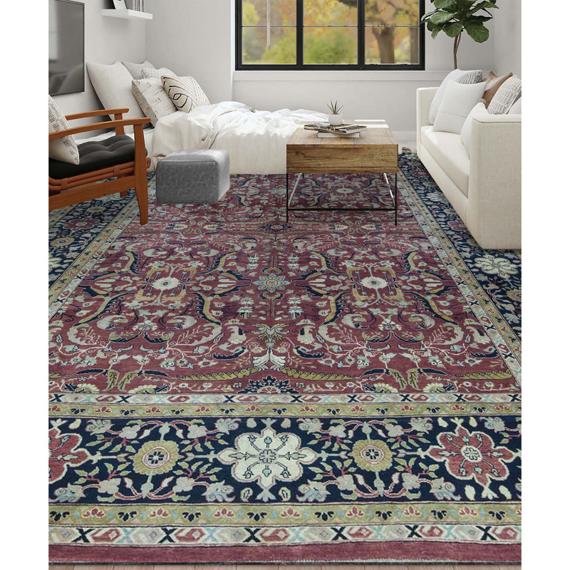 Wool Oriental Area Rug in Rust/Black