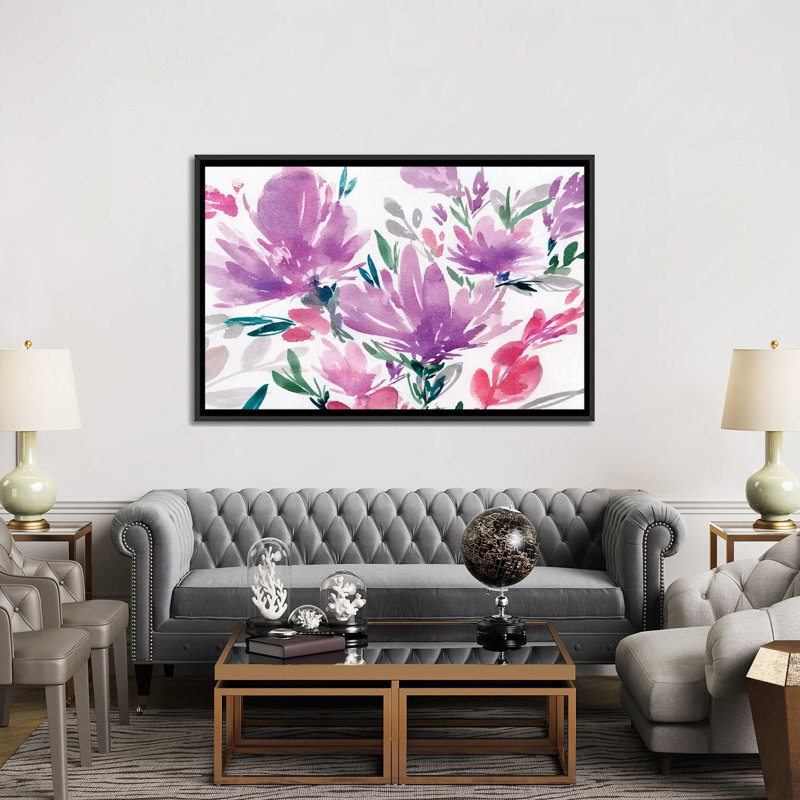 «Purplici» par Isabelle Z - impression sur toile tendue, H 18 po x l 26 po x P 1,5 po, Toile avec cadre noir