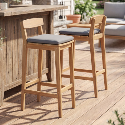 Outdoor Upholstered Bar Stools Acacia Outdoor Stool With Cushion Removable Cushions