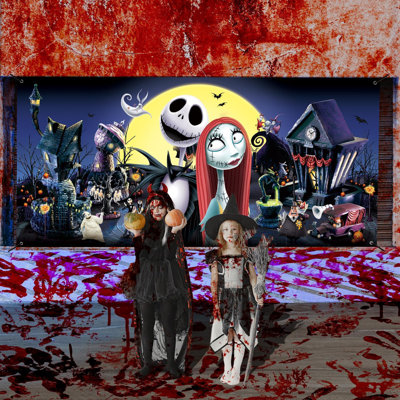 13 X 6Ft Halloween Garage Door Cover, Nightmare Garage Door, Garage Halloween Banner For Nightmare Halloween Decorations Party