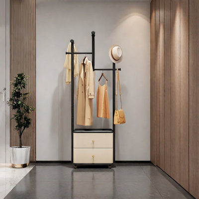 Ash Wood Coat Rack Storage Bench