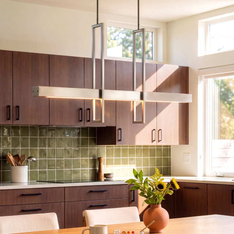 Saedi 3-Light Dimmable LED Kitchen Island Pendant, Brushed Nickel