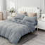Ensemble de housse de couette en tricot de jersey de coton rayé bleu-gris très grand-121119415-105510096