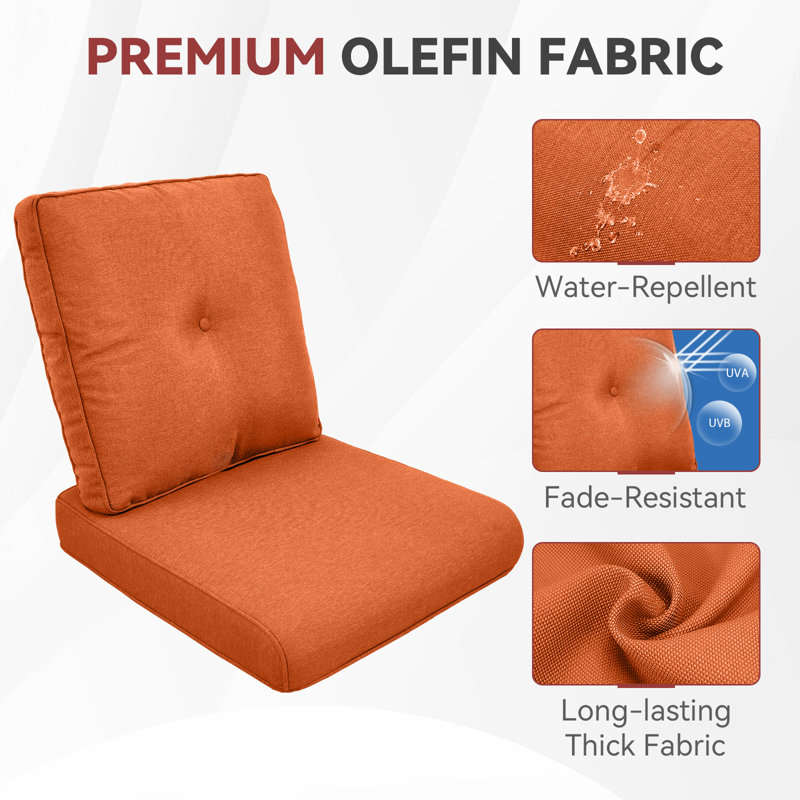 Coussins de remplacement pour meubles d'extérieur 24 po x 22 po Carolina, Orange