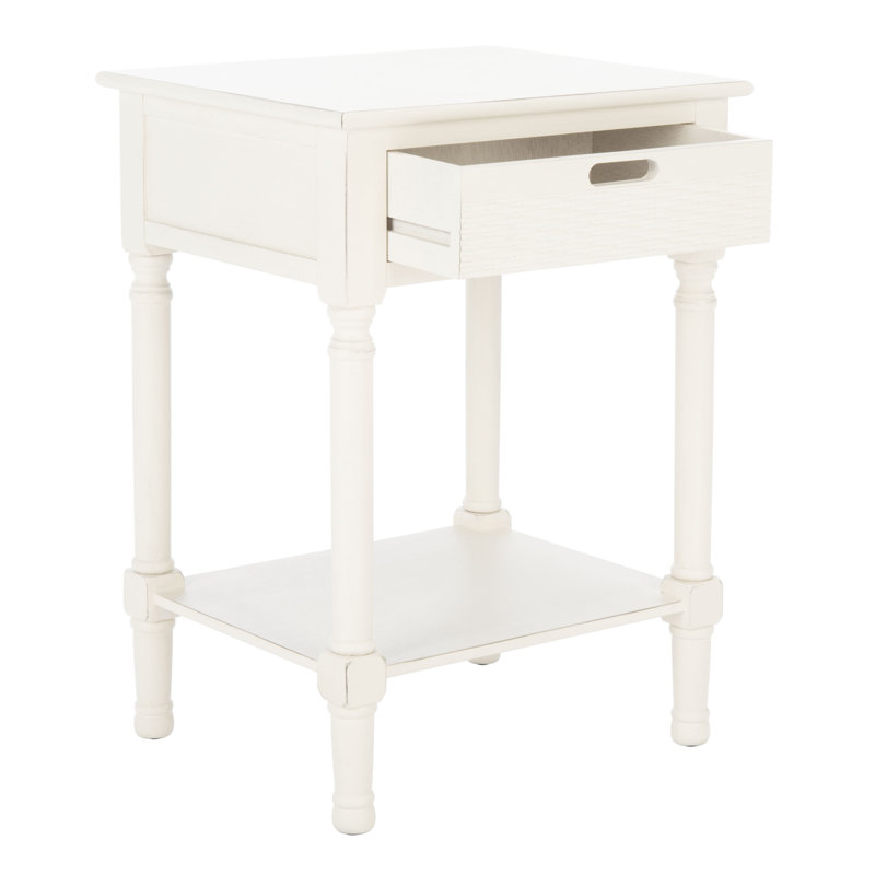Peters End Table with Storage, Distressed White