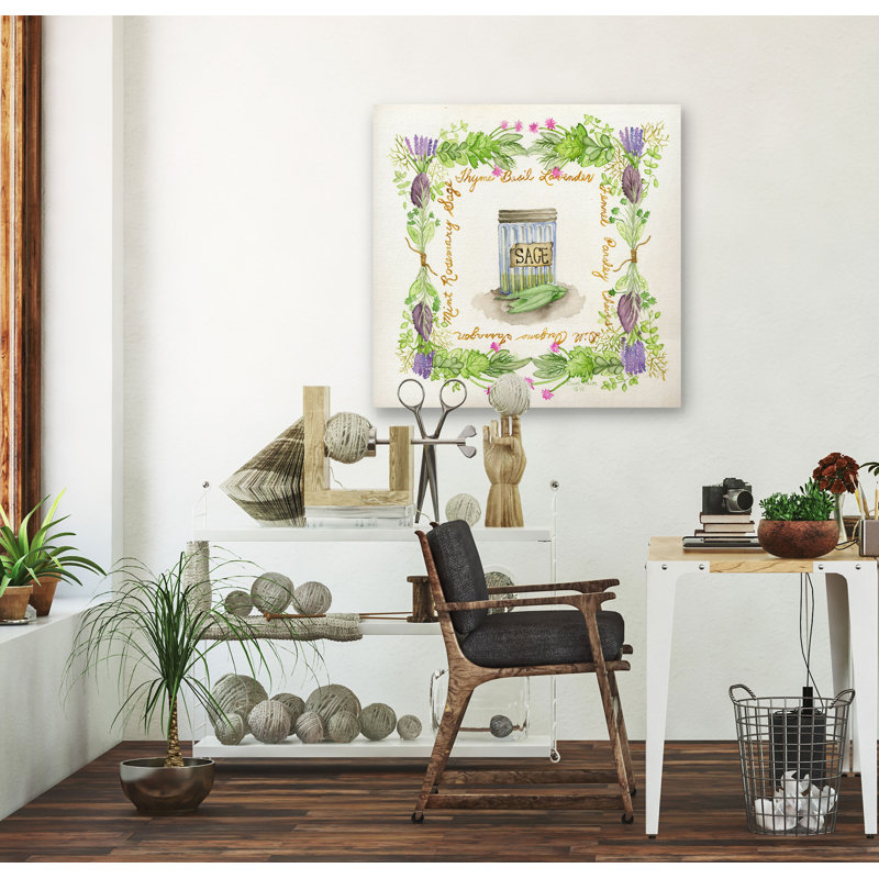 « herb saison », peinture, H 24 po x l 24 po x P 1,5 po, Toile tendue