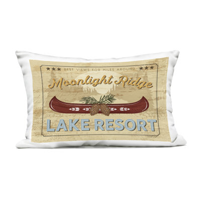 Moonlight Ridge Lake Resort Outdoor Printed Pillow, design by Jennifer Pugh