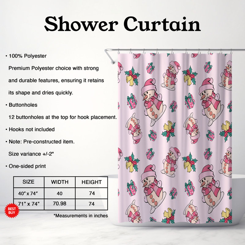 Rideau de douche standard 1 pièce Pink Holiday, H 74 po x l 40 po
