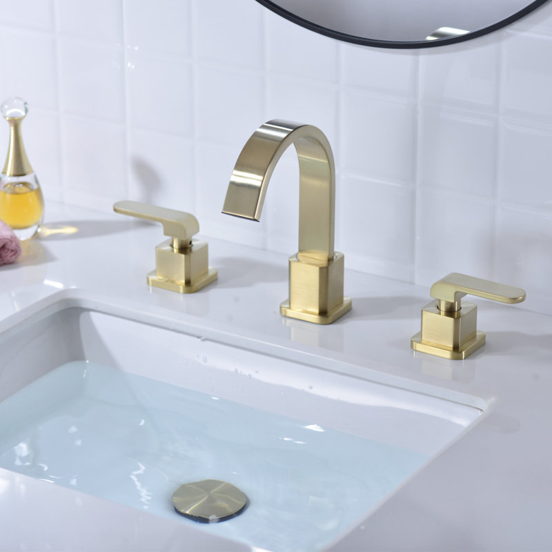 2-handle Bathroom Faucet with Drain Assembly, Brushed Gold