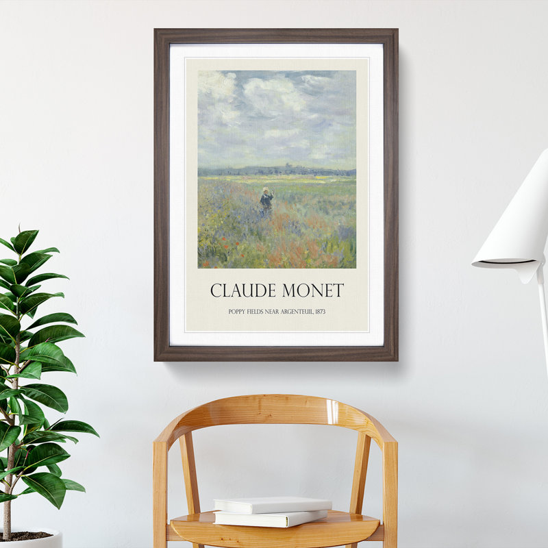 Poppy Fields Near Argenteuil Print by Claude Monet - Framed Print, 48cm H x 36cm W x 2cm D, Walnut Framed