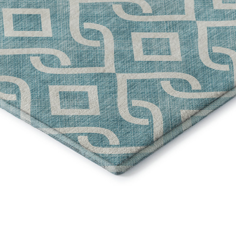 Premium Machine Washable Cerrito Teal Rug, Round 8'