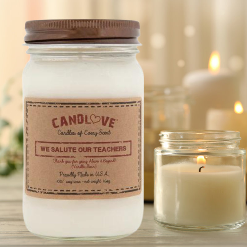 Vanilla Scented Jar Candle with Glass Holder