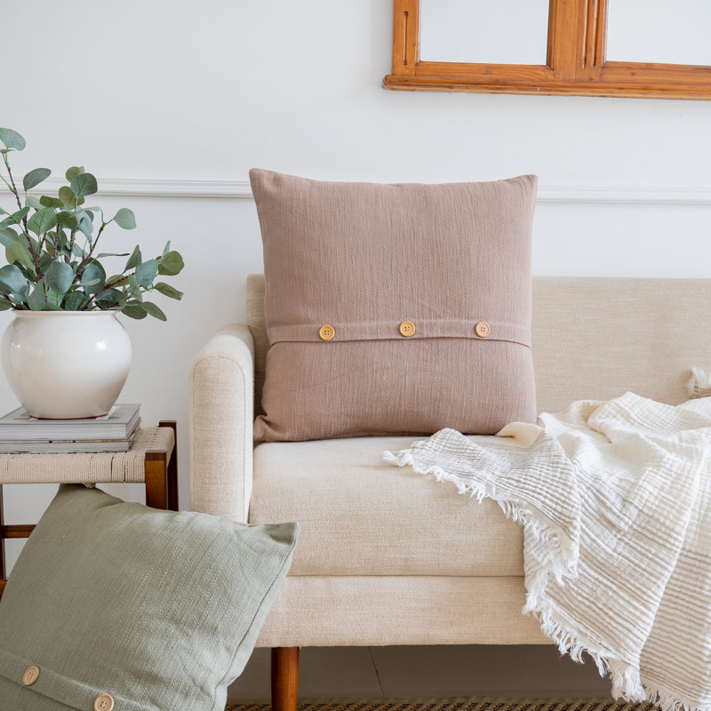 Coussin en coton South Hampton, Brun, 24 po x 24 po, polyester