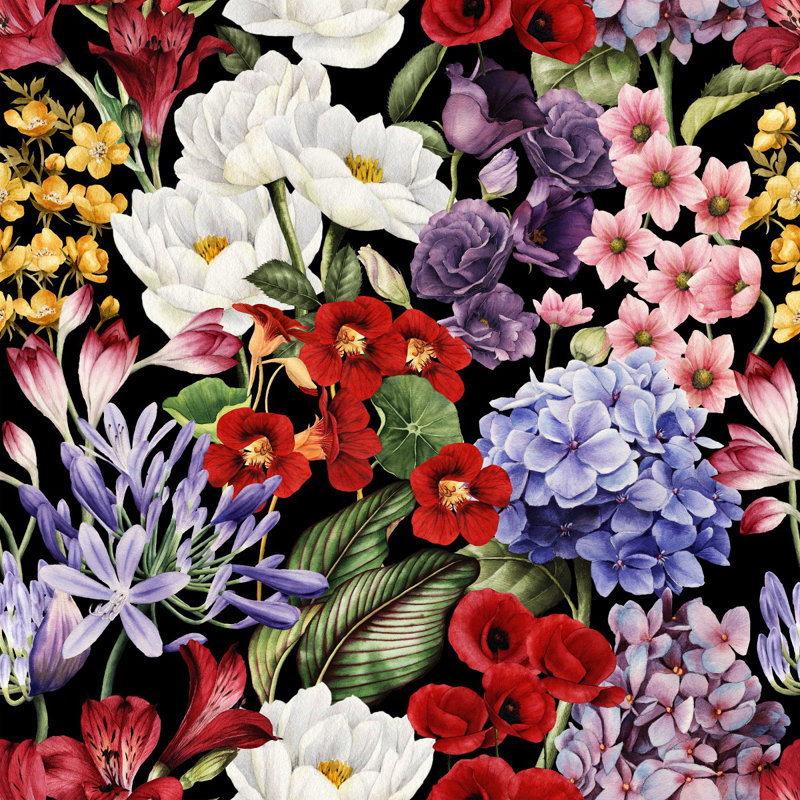 Peel & Stick Floral Wall Mural, 8.33' W x 8.33' L