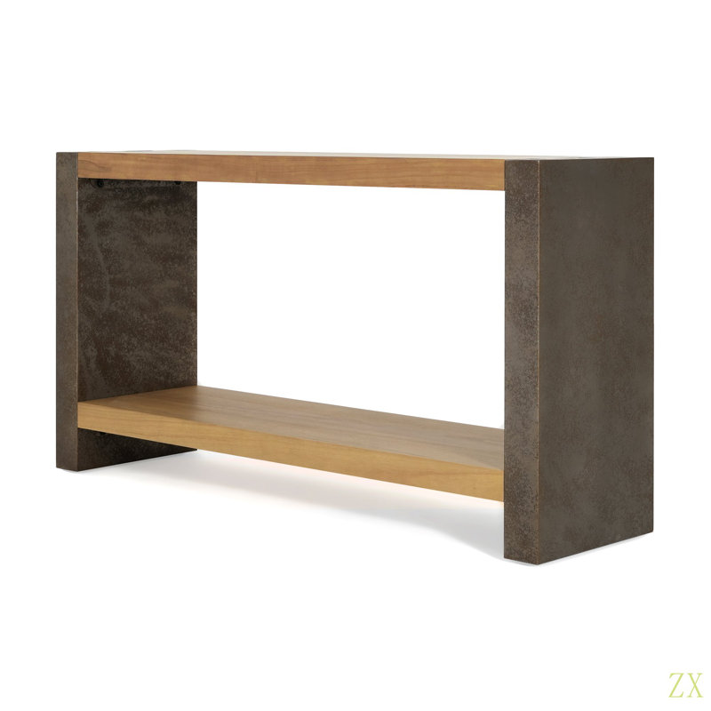 Console rétro avec menuiserie à queue d'aronde et placage de bois vieilli