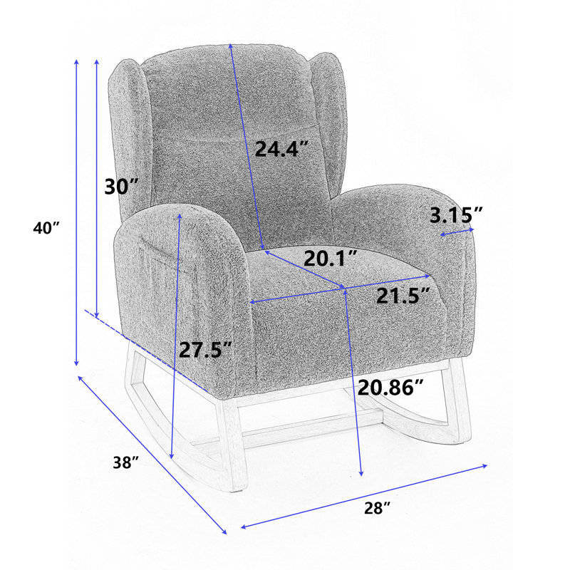 Jordyn Rocking Chair, Grey