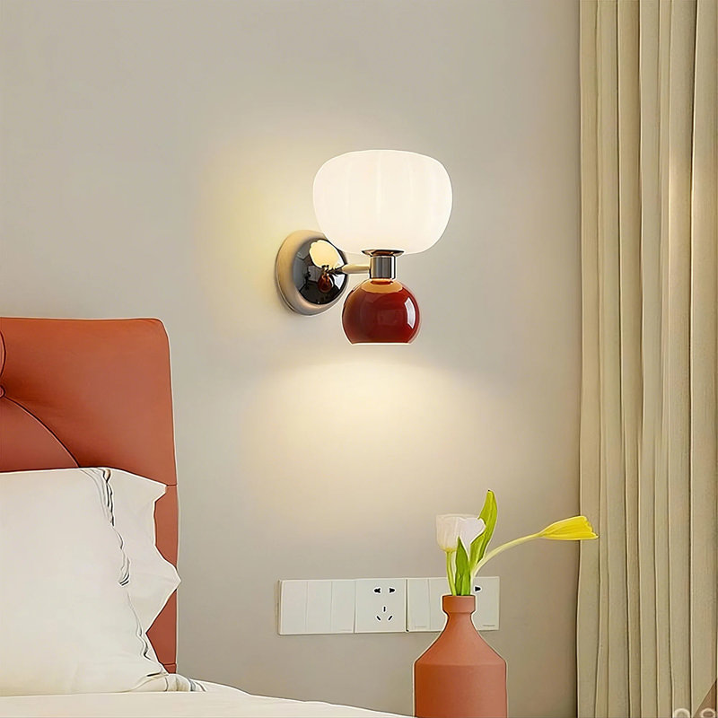Creative Pumpkin Shape Up Down Bedroom Wall Lamp, Red