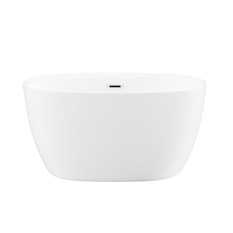 47'' Acrylic Freestanding Tub - Oval Shape, Hygienic Bathing Option, Overflow, Soaking White, Modern Design, Bathroom