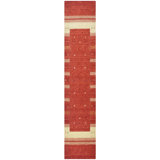 Hand Knotted Wool Striped Area Rug in Red/Beige